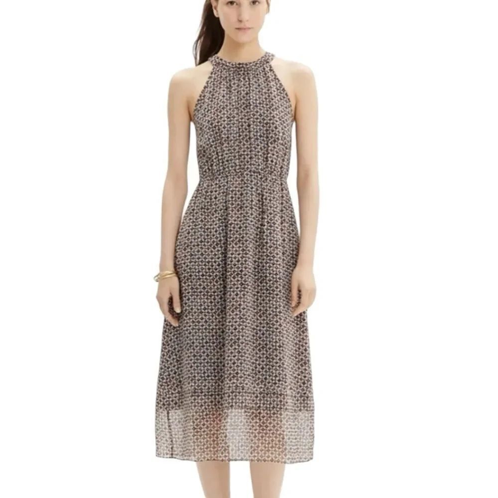 Madewell Silk Diamond Tile Halter Midi Dress size 6